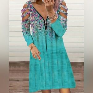 Floral Off Shoulder Swing Dress, New